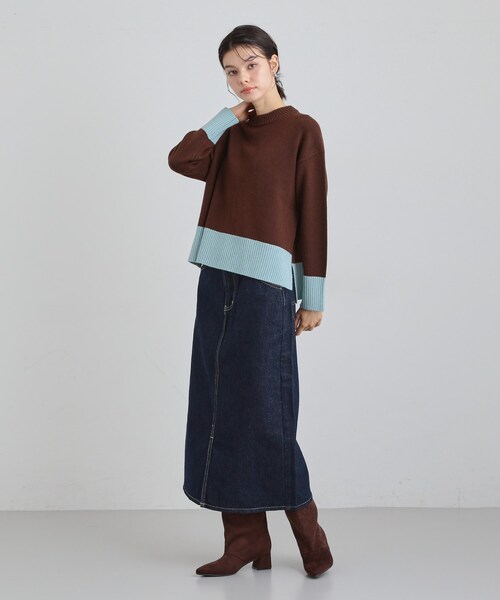 THE SHOP TK ニット セーター インしないで着られる カラーブロック