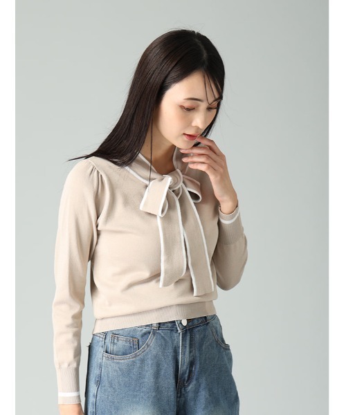 fifth（フィフス） ニット セーター 配色ボウタイニットトップス