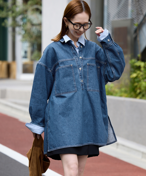 セリーヌ チュニック フィービー期 デニム プルオーバー シャツ ブラウス CELINE - セリーヌ チュニック フィービー期 デニム プルオーバー