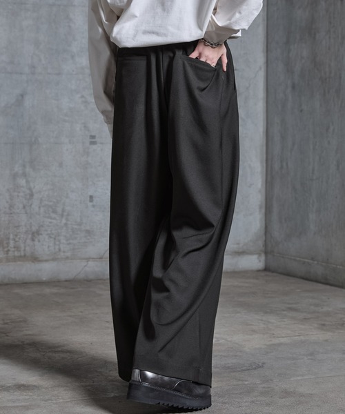 SERACE スラックス 「SERACE」One tuck drape wide straight slacks