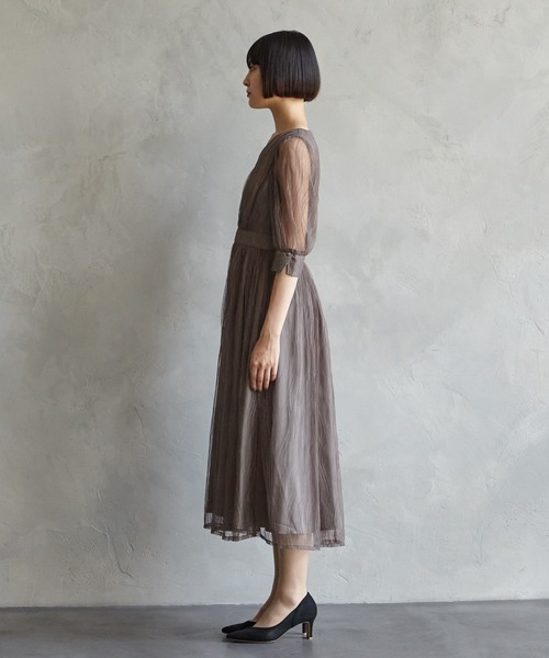 「AIMER」 半袖ワンピース LARGE サックスブルー レディース_画像7
