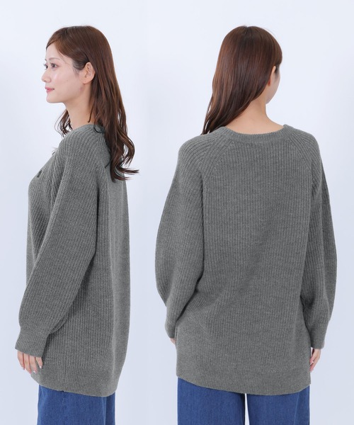 グレー ニットセーター AND MARY 畦編みイージーニット プルオーバー（ニット/セーター）｜MARY QUANT
