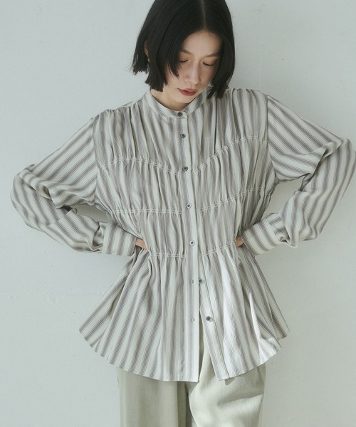 hunch（ハンチ） ブラウス シャツ ストライプ シャーリングシャツ 