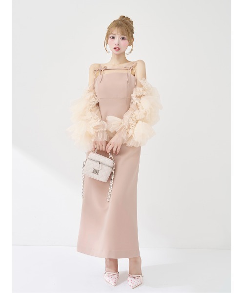 新品ダーリッチ ボリュームスリーブチュールロングドレス ピンクF Darich（ダーリッチ） ドレス ボリュームスリーブチュールロングドレス