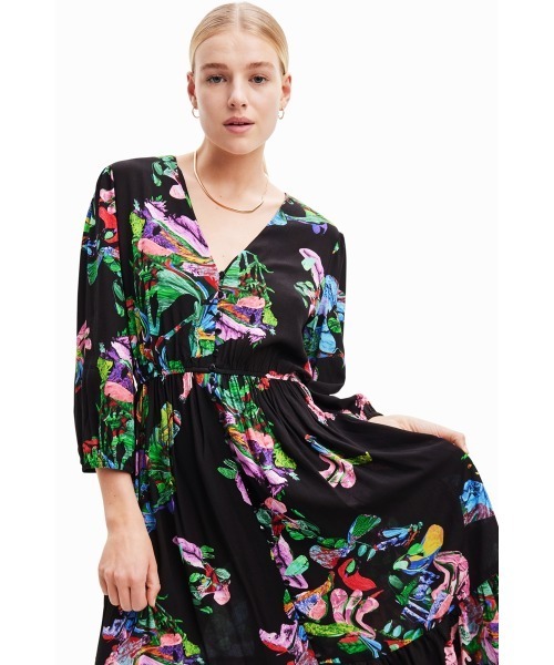 「Desigual」 長袖ワンピース X-LARGE ブラック レディース_画像4