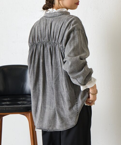 【26ss】Jena espace merveilleux ギャザーデニムシャツ Jena espace merveilleux（ジェナ エスパスメルヴェイユ） ブラウス