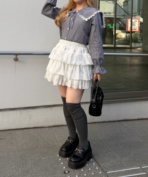 ANOTHER BRANCH OLIVE des OLIVE スカート ティアードミニスカート