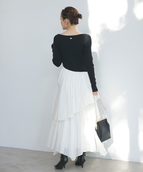 「anuans」 ドッキングワンピース MEDIUM ブラック レディースの画像
