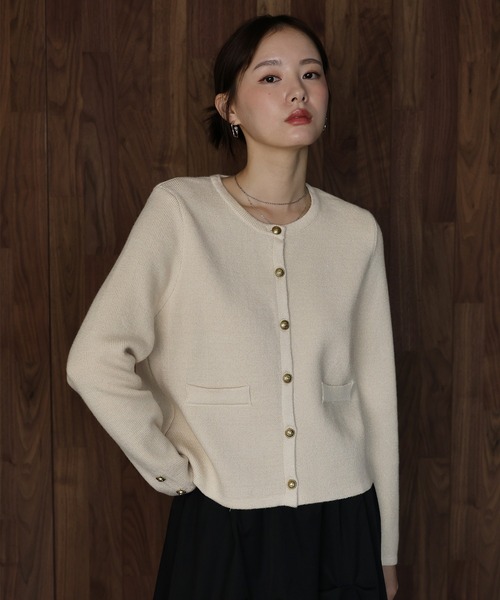 「J by blue」 ニットカーディガン MEDIUM アイボリー レディース_画像2