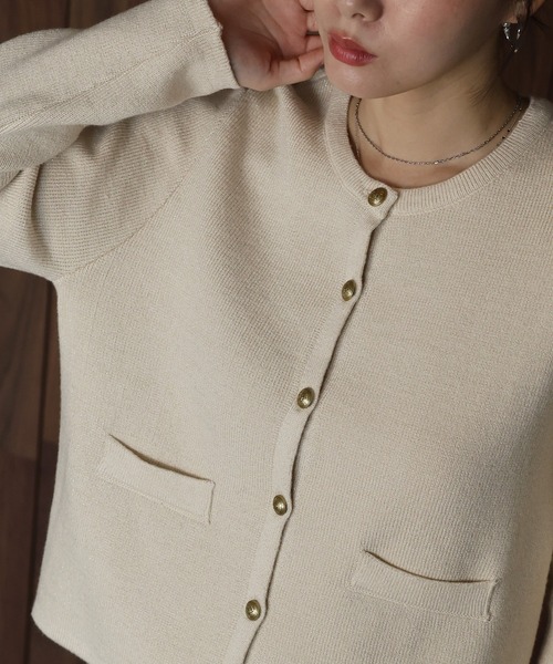 「J by blue」 ニットカーディガン MEDIUM アイボリー レディース_画像5
