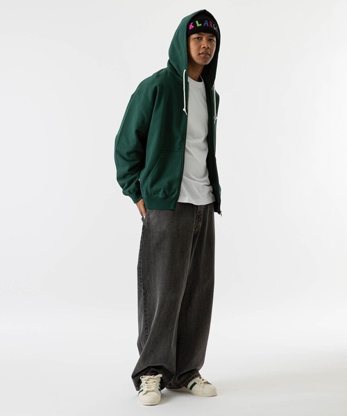 VINTAGE グリーンフェード ジップパーカー XL 雰囲気系 XLARGE（エクストラ ラージ） ジップアップパーカー L グリーン メンズ