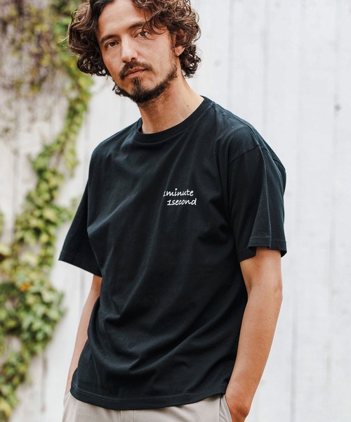 「1minute 1second」 半袖Tシャツ M ブラック×ホワイト メンズ_画像5