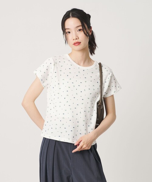 tシャツ フラワー ワッフル ショートスリーブTシャツ レディースの画像