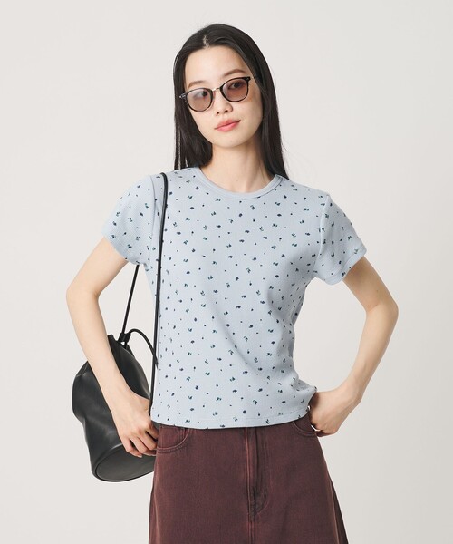 tシャツ フラワー ワッフル ショートスリーブTシャツ レディースの画像