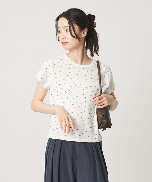 tシャツ フラワー ワッフル ショートスリーブTシャツ レディースの画像