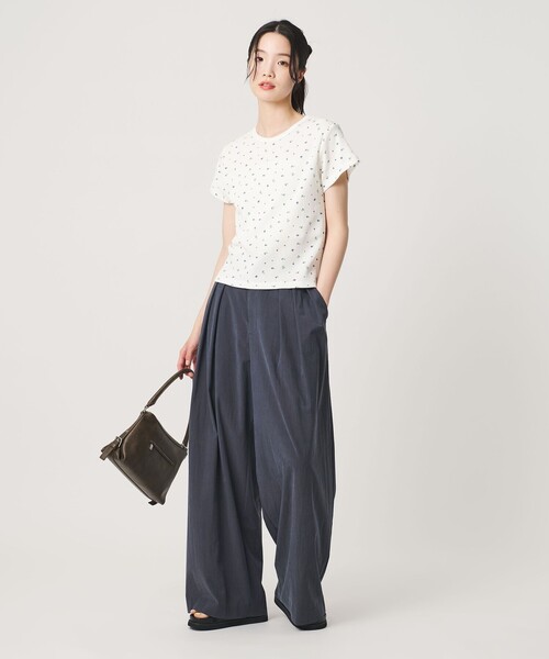 tシャツ フラワー ワッフル ショートスリーブTシャツ レディースの画像
