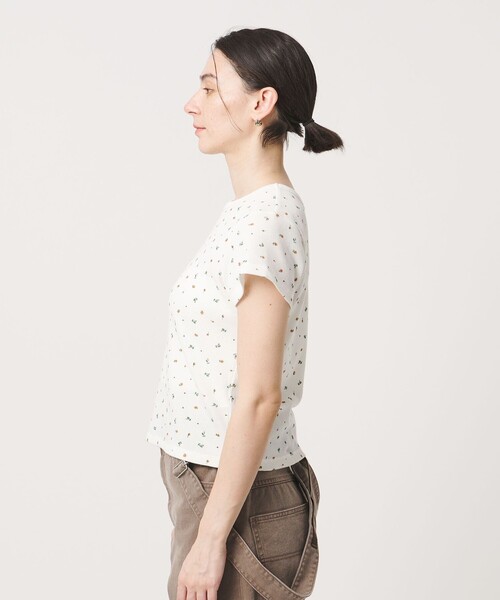 tシャツ フラワー ワッフル ショートスリーブTシャツ レディースの画像