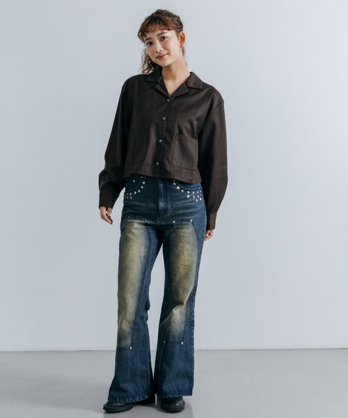 「Lui's」 「cierio」ブーツカットデニムパンツ 1 ブラック レディース_画像5