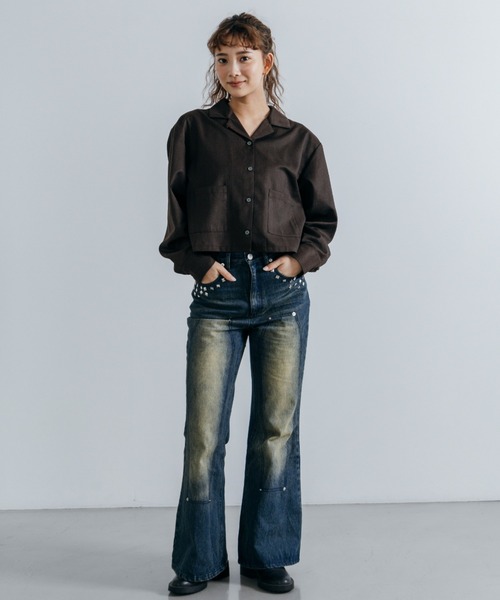 「Lui's」 「cierio」ブーツカットデニムパンツ 1 ブラック レディース_画像6
