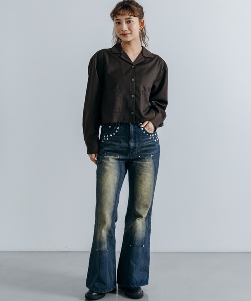 「Lui's」 「cierio」ブーツカットデニムパンツ 1 ブラック レディース_画像7