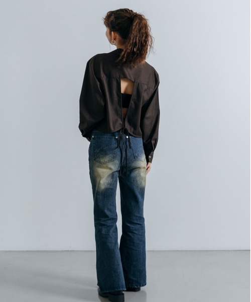 「Lui's」 「cierio」ブーツカットデニムパンツ 1 ブラック レディース_画像8