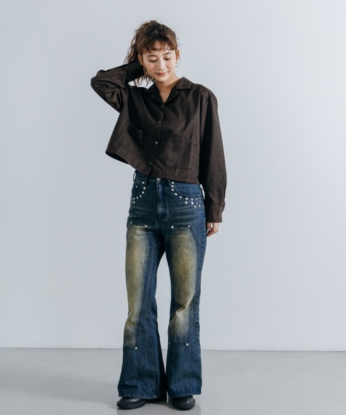 「Lui's」 「cierio」ブーツカットデニムパンツ 1 ブラック レディース_画像9