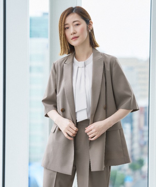 AOYAMA セレモニースーツ スーツ 冷感半袖ダブルジャケット「涼