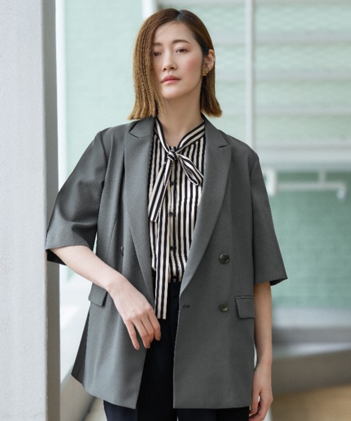 AOYAMA uvカット セレモニースーツ スーツ 冷感半袖ダブルジャケット