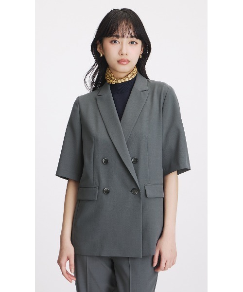 AOYAMA セレモニースーツ スーツ 冷感半袖ダブルジャケット「涼