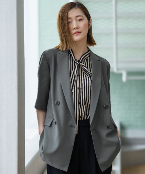 AOYAMA セレモニースーツ スーツ 冷感半袖ダブルジャケット「涼