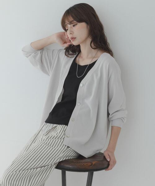 「URBAN RESEARCH Sonny Label」 ニットカーディガン FREE チャコールグレー レディース_画像4