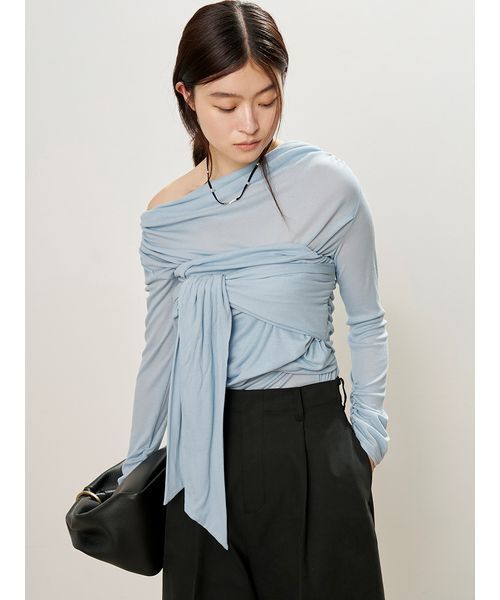 MIESROHE（ミースロエ） tシャツ 「洗える」オフショルダードレープ