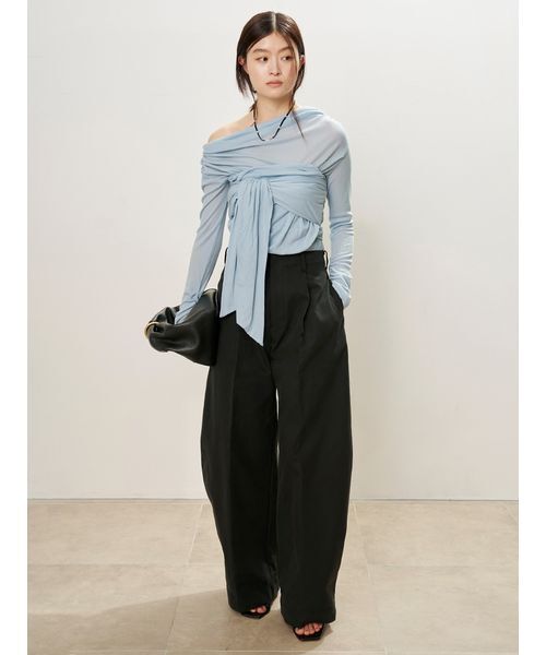 MIESROHE（ミースロエ） tシャツ オフショルダードレープトップス