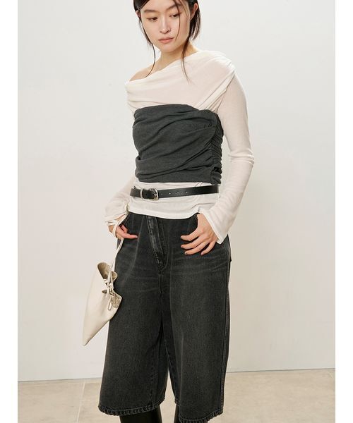 MIESROHE（ミースロエ） tシャツ オフショルダードレープトップス