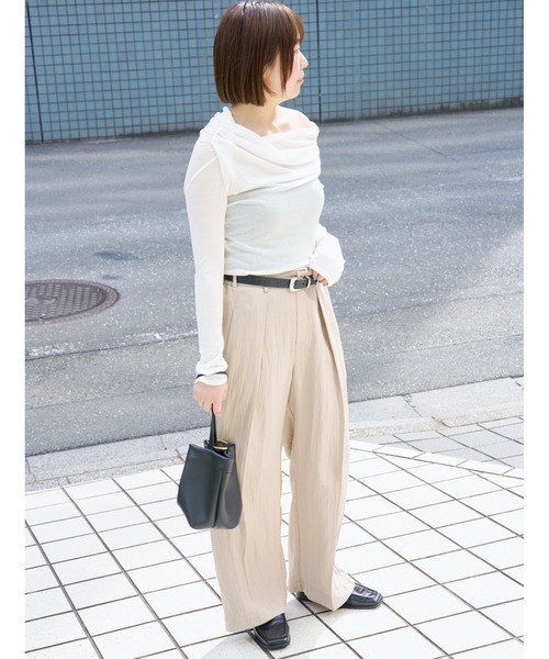 MIESROHE（ミースロエ） tシャツ オフショルダードレープトップス