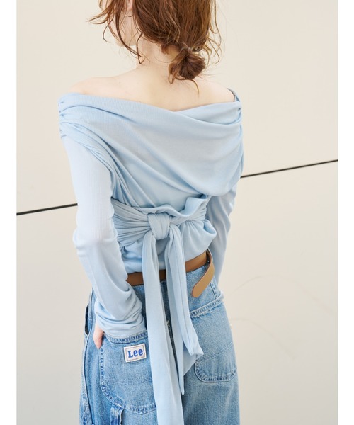 MIESROHE（ミースロエ） tシャツ オフショルダードレープトップス