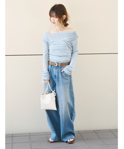 MIESROHE（ミースロエ） tシャツ オフショルダードレープトップス
