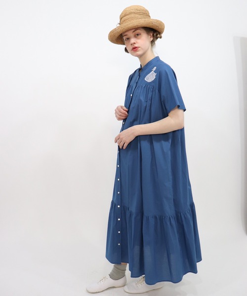 「haupia」 半袖ワンピース MEDIUM ブルー レディース_画像3