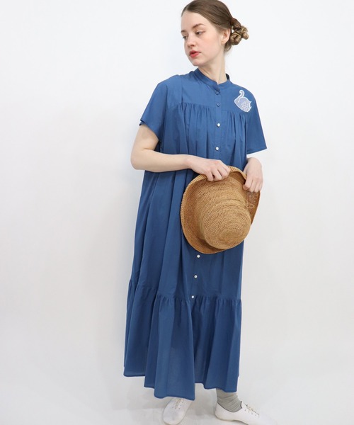 「haupia」 半袖ワンピース MEDIUM ブルー レディース_画像5
