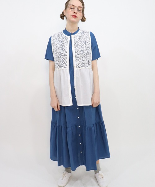 「haupia」 半袖ワンピース MEDIUM ブルー レディース_画像7