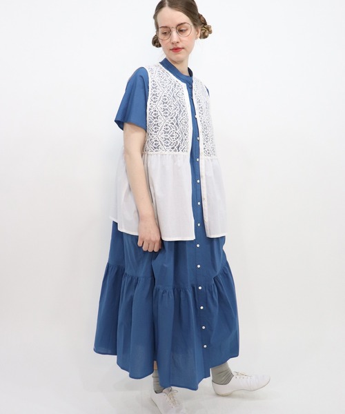 「haupia」 半袖ワンピース MEDIUM ブルー レディース_画像8