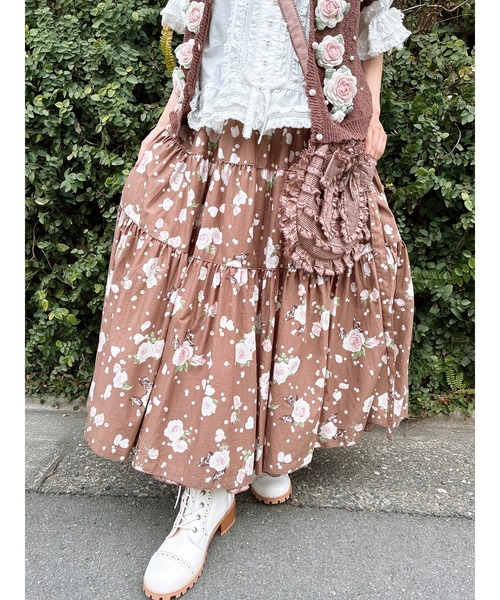 PINK HOUSE♡ロングスカート PINK HOUSE（ピンクハウス） ロング スカート Rose Pearlプリント