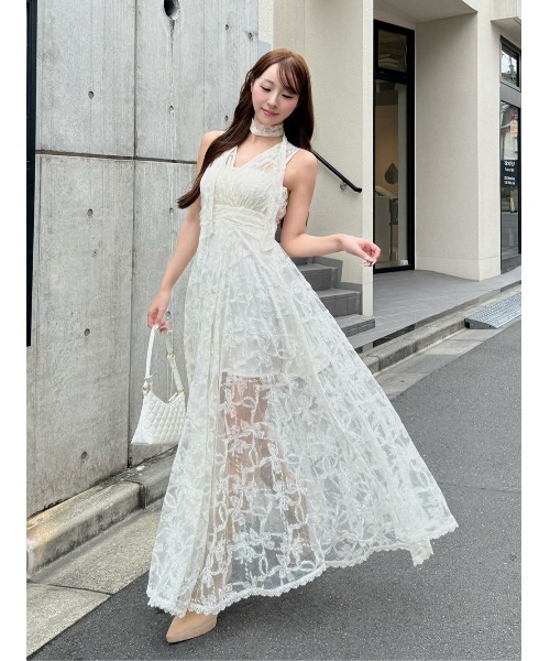 Darich（ダーリッチ） ワンピース バックリボンフローラルレースロング