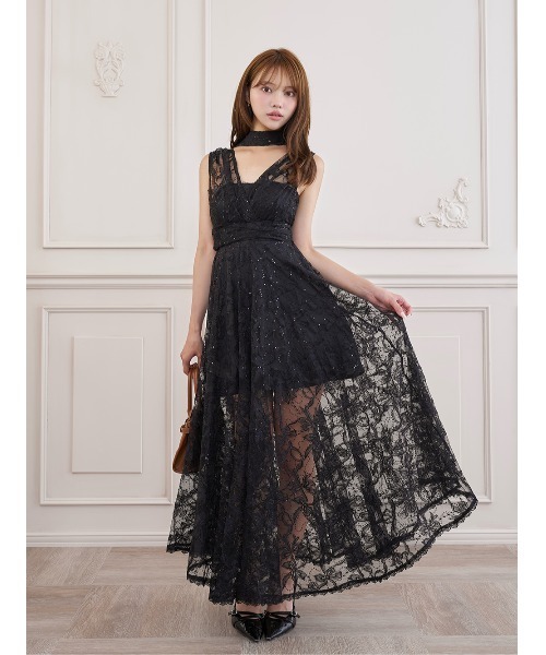 Darich（ダーリッチ） ワンピース バックリボンフローラルレースロング