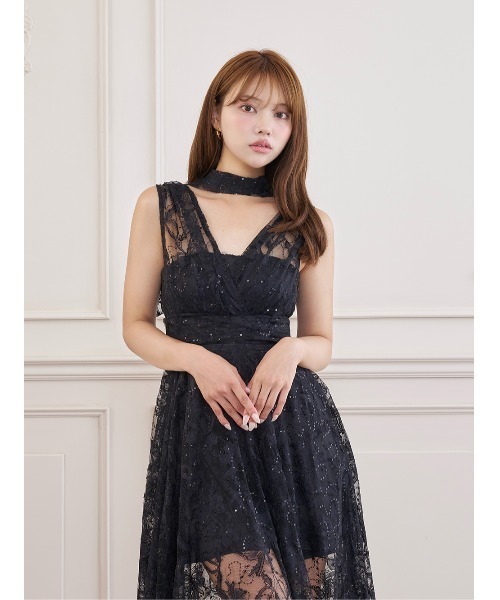 Darich（ダーリッチ） ワンピース バックリボンフローラルレースロング