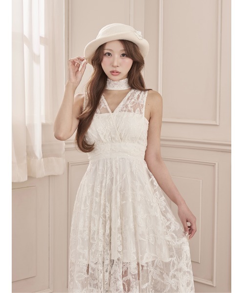 Darich（ダーリッチ） ワンピース バックリボンフローラルレースロング
