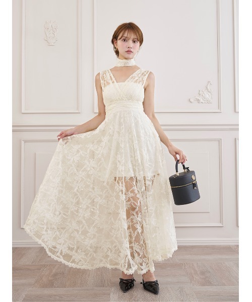 Darich（ダーリッチ） ワンピース バックリボンフローラルレースロング