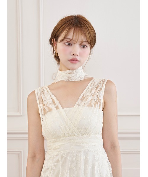 Darich（ダーリッチ） ワンピース バックリボンフローラルレースロング