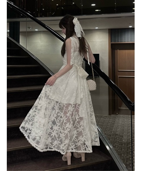 Darich（ダーリッチ） ワンピース バックリボンフローラルレースロング