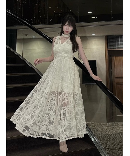 Darich（ダーリッチ） ワンピース バックリボンフローラルレースロング